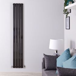 Delta - Black Vertical Double Slim-Panel Designer Radiator - 63" x 11"