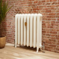 Erté - Oval Column Cast Iron Radiator - 22.05" Tall - Antique White - Multiple Sizes Available