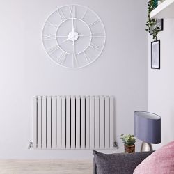 Sloane - Light Gray Double Flat Panel Horizontal Designer Radiator - 25" x 39.5"