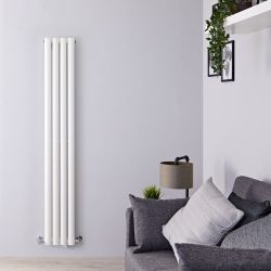 Revive - White Vertical Double-Panel Designer Radiator - 63" x 9.25"