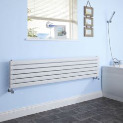 Sloane - White Horizontal Double Flat-Panel Designer Radiator - 14" x 63"