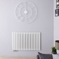 Revive Caldae - White Horizontal Double-Panel Designer Radiator - 25" x 39.25"
