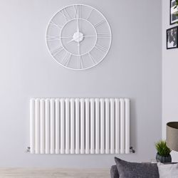 Revive - White Horizontal Double-Panel Designer Radiator - 25" x 46.5"
