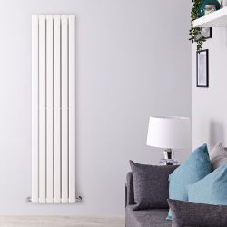 Delta - White Vertical Double Slim-Panel Designer Radiator - 63" x 16.5"