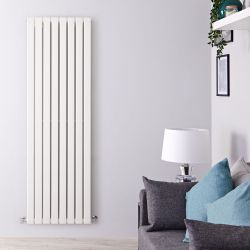 Delta - White Vertical Double Slim-Panel Designer Radiator - 63" x 22"
