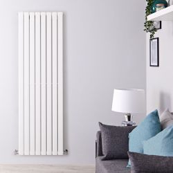 Delta - White Vertical Single Slim-Panel Designer Radiator - 63" x 22"