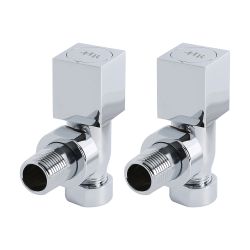 Hudson Reed Square Chrome Manual Angled Radiator Valves (Pair)