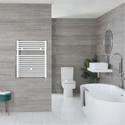 Arno Electric - White Bar On Bar Plug-In Towel Warmer - 28 3/4” x 17 3/4”