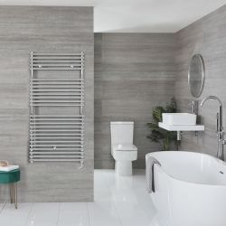 Arno Electric - Chrome Bar On Bar Plug-In Towel Warmer - 46 7/8” x 23 5/8”