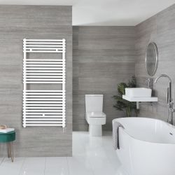 Arno Electric - White Bar On Bar Plug-In Towel Warmer - 46 7/8” x 23 5/8”