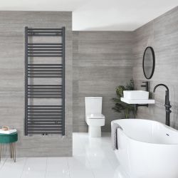 Neva Electric - Anthracite Flat Plug-In Towel Warmer - 63” x 19 5/8”