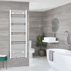 Neva - White Hydronic Central Connection Flat Towel Warmer - 63” x 19 5/8”