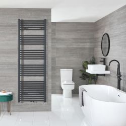 Neva Electric - Anthracite Flat Plug-In Towel Warmer - 70 1/4” x 23 5/8”