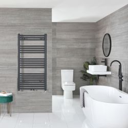 Neva Electric - Anthracite Flat Plug-In Towel Warmer - 46 3/4” x 19 5/8”