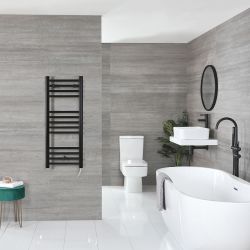 Nox Electric - Matte Black Flat Plug-In Towel Warmer - 39 3/8” x 15 3/4”