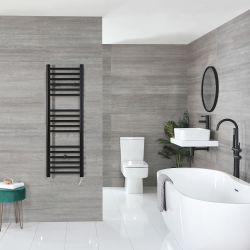 Nox Electric - Matte Black Flat Plug-In Towel Warmer - 47 1/4” x 15 3/4”