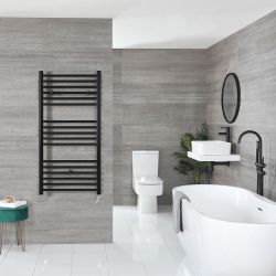 Nox Electric - Matte Black Flat Plug-In Towel Warmer - 47 1/4” x 19 5/8”