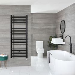 Nox Electric - Matte Black Flat Plug-In Towel Warmer - 63” x 19 5/8”