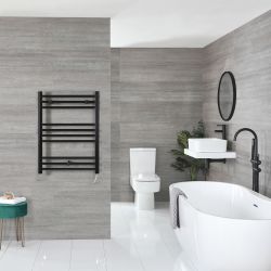 Nox Electric - Matte Black Flat Plug-In Towel Warmer - 31 1/2” x 23 5/8”