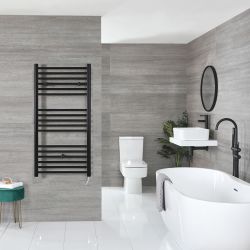 Nox Electric - Matte Black Flat Plug-In Towel Warmer - 47 1/4” x 23 5/8”