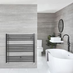 Nox Electric - Matte Black Flat Plug-In Towel Warmer - 39 3/8” x 39 3/8”