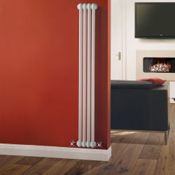 Regent - White Vertical 2-Column Traditional Cast-Iron Style Radiator - 59" x 7.75"