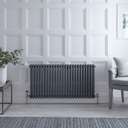 Regent - Anthracite Horizontal 3-Column Traditional Cast-Iron Style Radiator - 23.5" x 46.75"