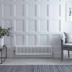 Regent - White Horizontal 3-Column Traditional Cast-Iron Style Radiator - 11.75" x 46.75"