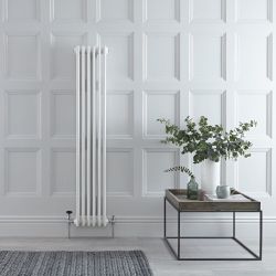Regent - White Vertical 2-Column Traditional Cast-Iron Style Radiator - 59" x 11.5"
