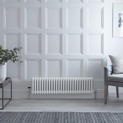 Regent - White Horizontal 2-Column Traditional Cast-Iron Style Radiator - 11.75" x 46.75"