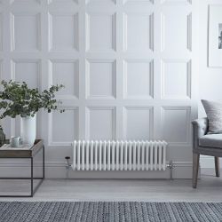 Regent - White Horizontal 3-Column Traditional Cast-Iron Style Radiator - 11.75" x 39.75"