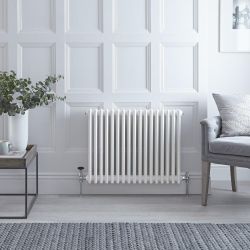 Regent - White Horizontal 3-Column Traditional Cast-Iron Style Radiator - 23.5" x 31"