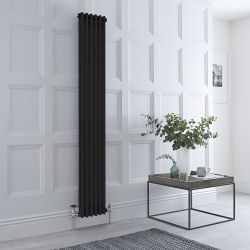 Regent - Black Vertical 2-Column Traditional Cast-Iron Style Radiator - 70.75" x 11.5"