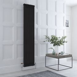 Regent - Black Vertical 2-Column Traditional Cast-Iron Style Radiator - 70.75" x 15"