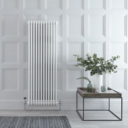 Regent - White Vertical 3-Column Traditional Cast-Iron Style Radiator - 59" x 22"