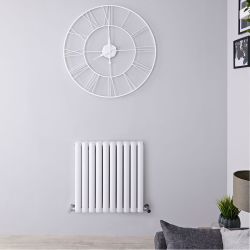 Revive Air - White Aluminum Horizontal Double-Panel Designer Radiator - 23.5" x 23.25"
