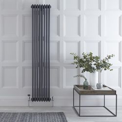 Regent - Anthracite Vertical 3-Column Traditional Cast-Iron Style Radiator - 70.75" x 15"