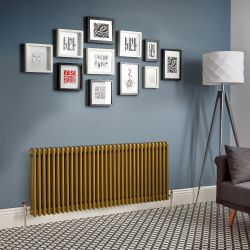Regent - Metallic Gold Horizontal 3-Column Traditional Cast-Iron Style Radiator - All Sizes