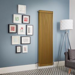 Regent - Metallic Gold Vertical 3-Column Traditional Cast-Iron Style Radiator - All Sizes