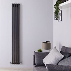 Revive - Black Vertical Single-Panel Designer Radiator - 63" x 9.25"