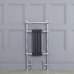 Marquis - Anthracite Traditional Heated Towel Warmer with Drying Rail - 36.75" x 17.75"