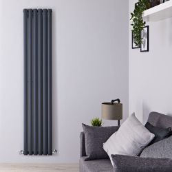 Revive - Anthracite Vertical Double-Panel Designer Radiator - 70" x 14"