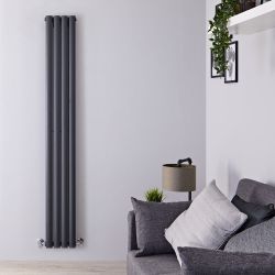 Revive - Anthracite Vertical Double-Panel Designer Radiator - 70" x 9.25"