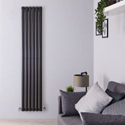Revive - Black Vertical Single-Panel Designer Radiator - 70" x 14"