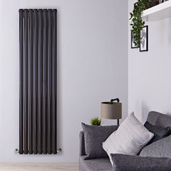Revive - Black Vertical Double-Panel Designer Radiator - 70" x 18.5"