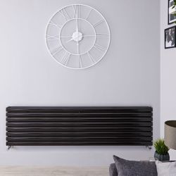Revive - Black Horizontal Double-Panel Designer Radiator - 18.5" x 70"