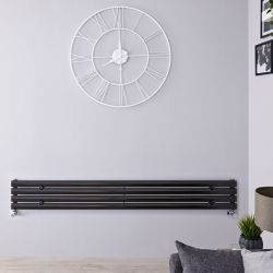 Revive - Black Horizontal Single-Panel Designer Radiator - 9.25" x 70"