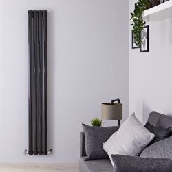 Revive - Black Vertical Double-Panel Designer Radiator - 70" x 9.25"