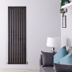 Delta - Black Vertical Single Slim-Panel Designer Radiator - 70" x 22"
