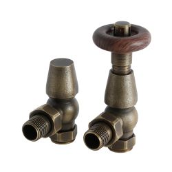 Regent - Traditional Brass Thermostatic Angled Radiator Valve Pack